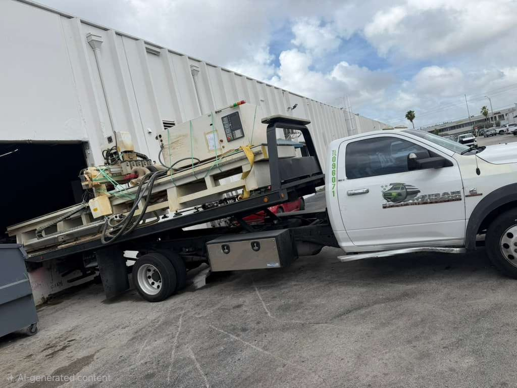 Specialty equipment transport — industrial machine on flatbed