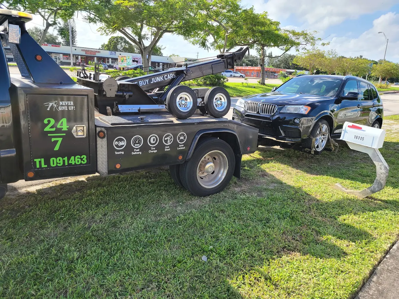 Roadside service call on a BMW SUV